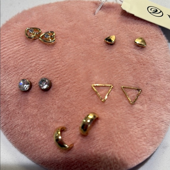 Gold and Silver Minimalist Stud Earrings - Picture 4 of 4